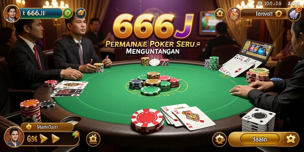 Screenshot gameplay 666J menunjukkan momen seru di meja poker.