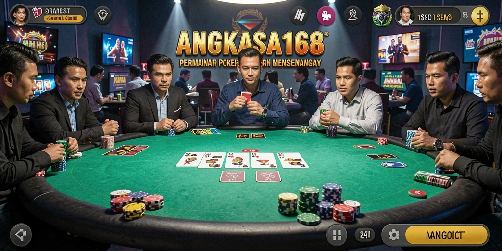 Tampilan permainan poker yang seru dan menegangkan di ANGKASA168.