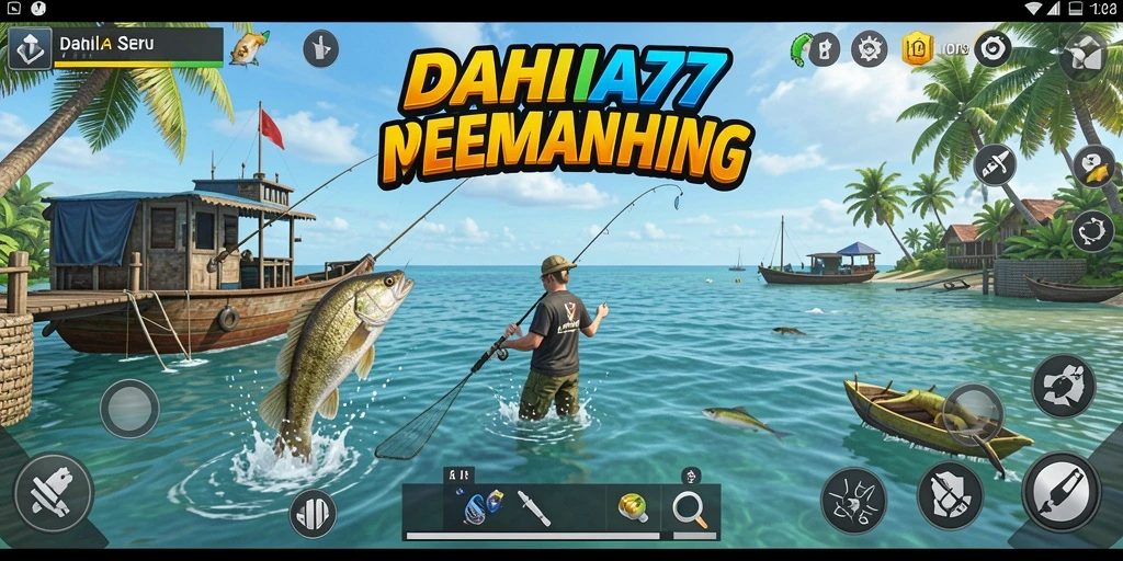 Tampilan gameplay DAHLIA77 yang menarik saat memancing ikan.