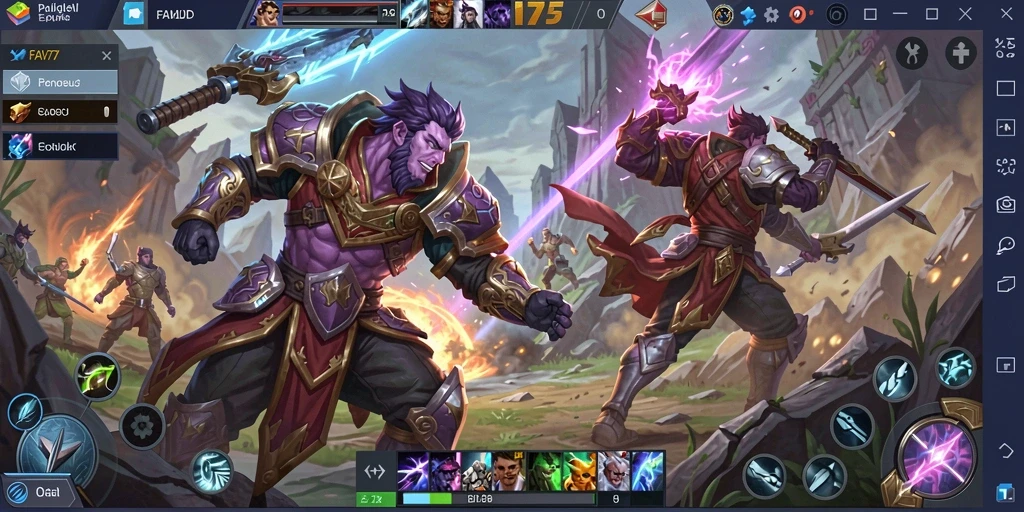 Tangkapan layar menampilkan aksi seru dalam gameplay MOBA FAV77.