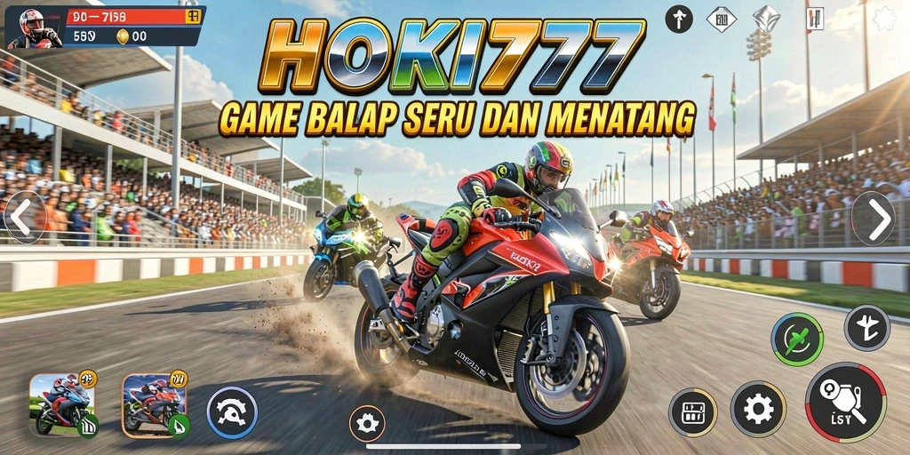 Tampilan gameplay HOKI777 yang seru dengan aksi balapan yang mendebarkan.