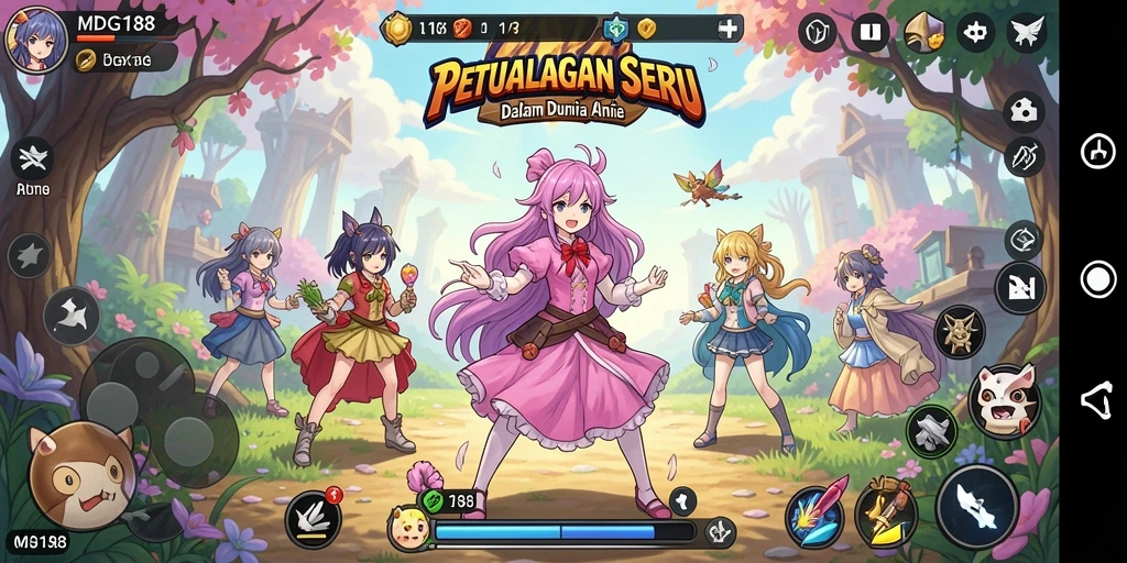 Screenshot gameplay MDG188 yang menunjukkan pertarungan seru karakter Anime.
