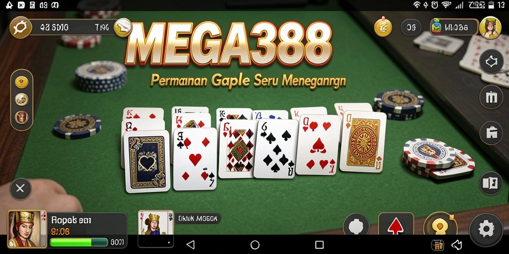 Gameplay MEGA388 dengan tampilan menarik dan seru saat bermain Gaple.