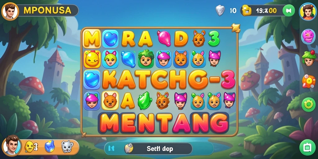 Tampilan gameplay seru dari MPONUSA yang menantang di setiap level Match-3.