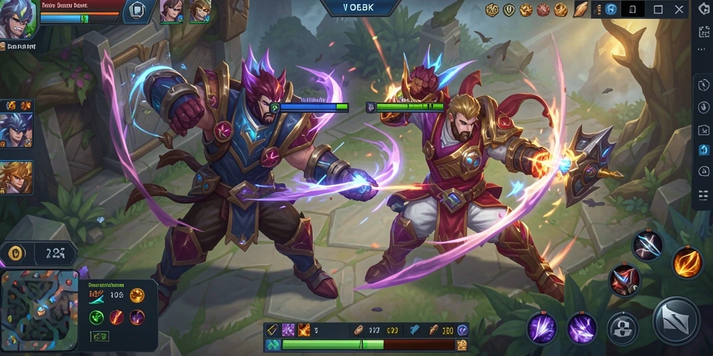 Gameplay mendebarkan di OKJK, pertarungan antar karakter MOBA.