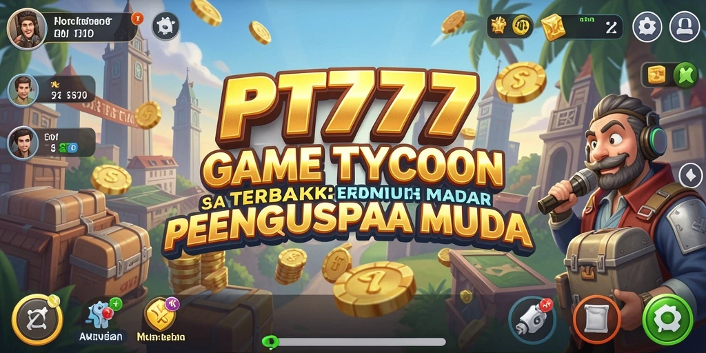 Screenshot PT777 menampilkan gameplay seru dalam membangun bisnis Tycoon.