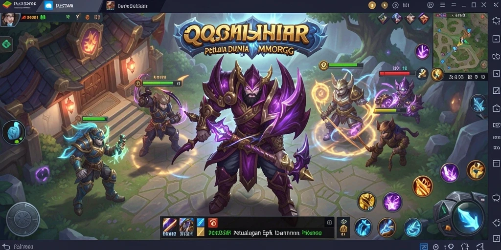 Tangkapan layar QQSTAR menampilkan pertempuran epik dalam dunia MMORPG.