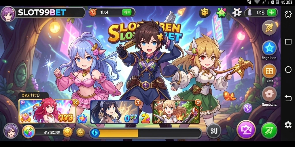 Tampilan gameplay SLOT99BET yang penuh warna dan dinamis.