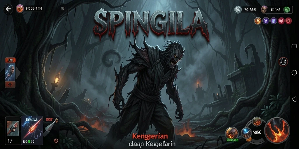Tampilan gameplay SPINGILA dengan atmosfer Horror yang menakutkan.
