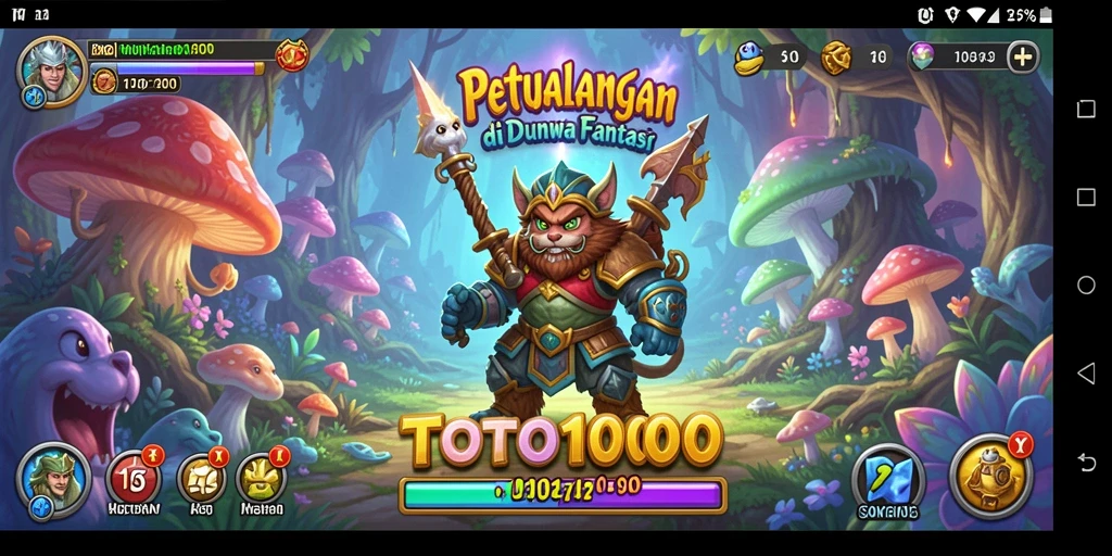 Tampilan screenshot utama menunjukkan aksi seru dalam permainan petualangan TOTO1000.