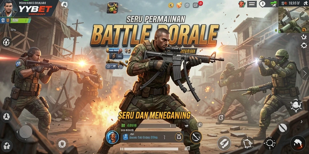 Tampilan gameplay seru di YYBET saat bertarung di arena Battle Royale.